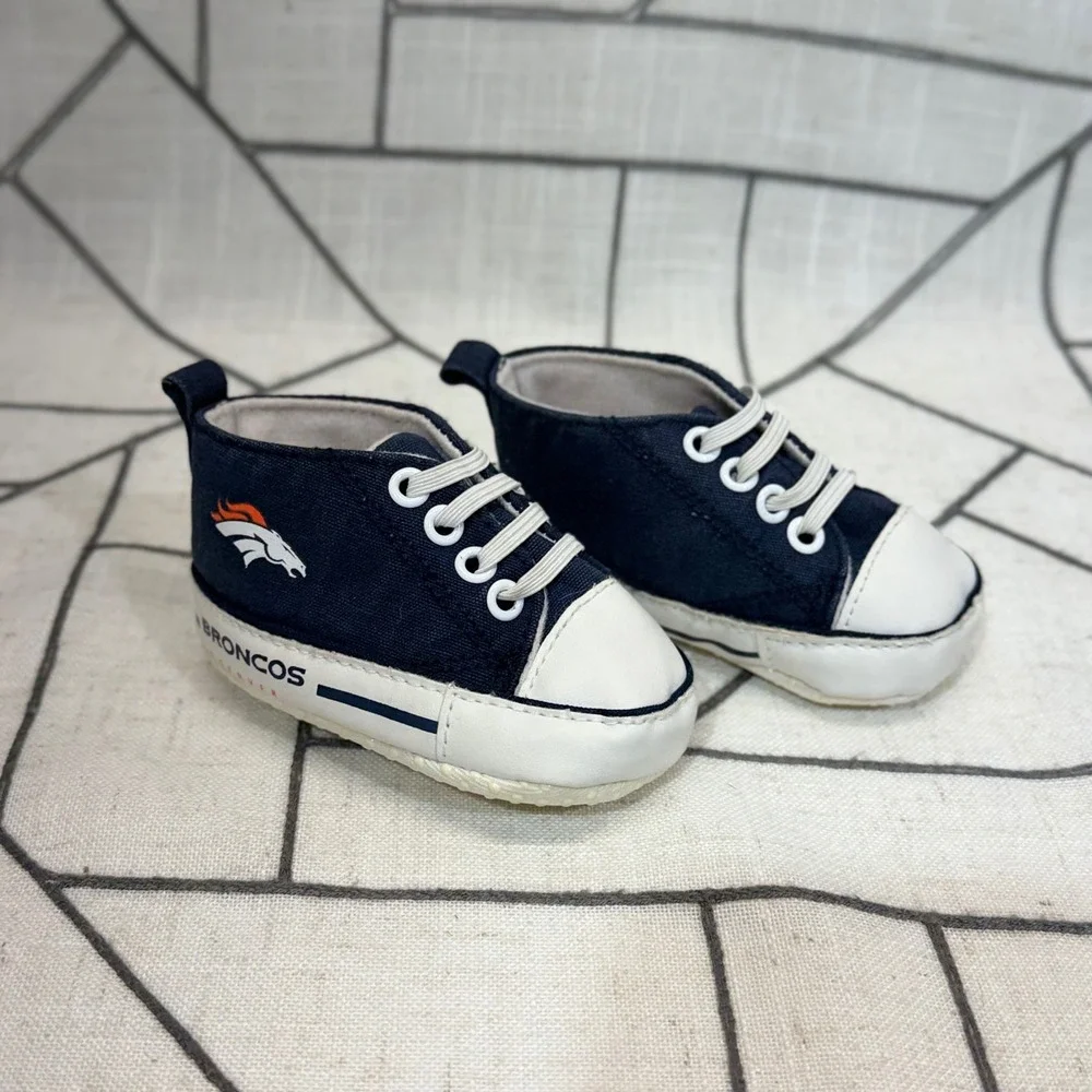 Baby Fanatic Denver Broncos Shoes 0-6 Months Navy Blue Infant Crib Sneakers